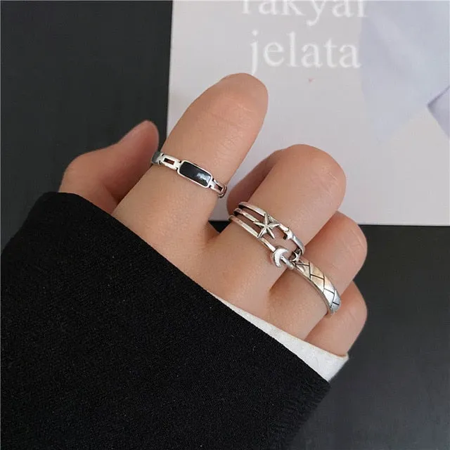 Fashion Butterfly Metal Punk Rings Set For Women Teen Jewelry Gifts Accessories Buckle Female Index Finger Ring