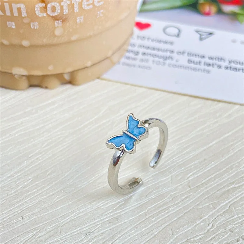 Fashion Butterfly Metal Punk Rings Set For Women Teen Jewelry Gifts Accessories Buckle Female Index Finger Ring