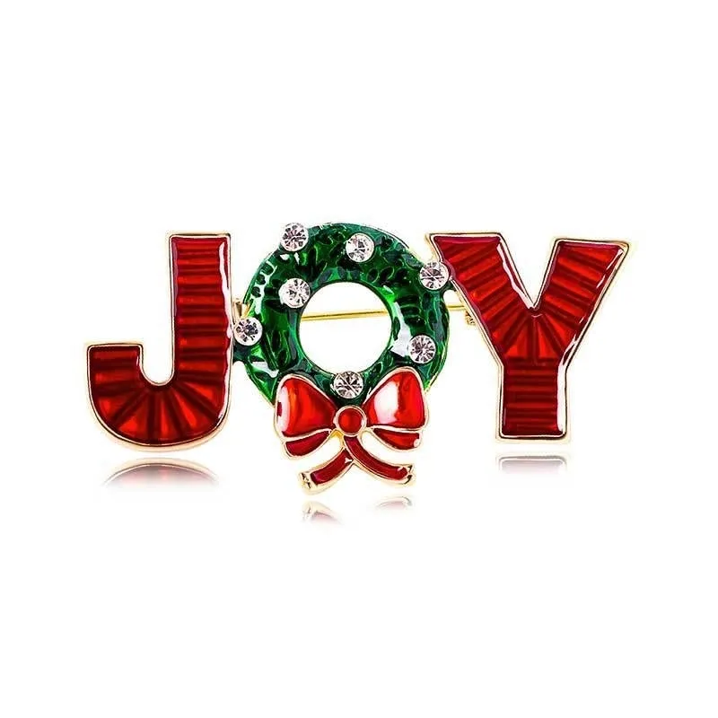 Fashion Christmas Tree Letter Snowman Alloy Enamel Rhinestones Unisex Brooches