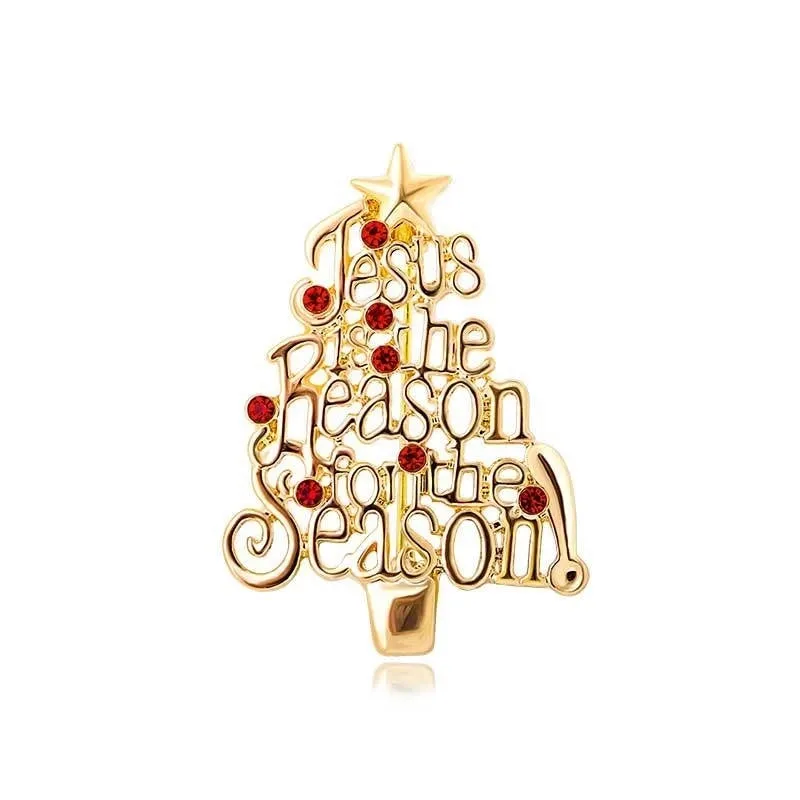 Fashion Christmas Tree Letter Snowman Alloy Enamel Rhinestones Unisex Brooches