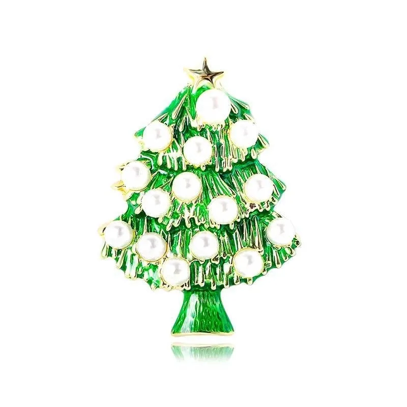 Fashion Christmas Tree Letter Snowman Alloy Enamel Rhinestones Unisex Brooches