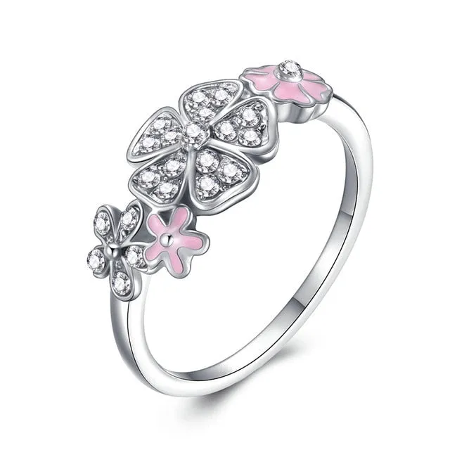 Fashion Crystal Silver Color Ring For Women Flower Love Heart Crown Finger Rings Cocktail Part Brand Ring Jewelry