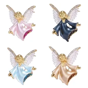 Fashion Pin Little Angel Alloy Rhinestone Enamel Women'S Brooches