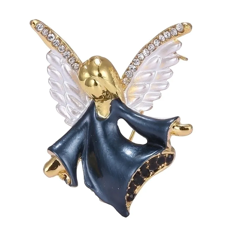 Fashion Pin Little Angel Alloy Rhinestone Enamel Women'S Brooches