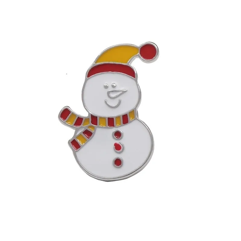 Fashion Santa Claus Gift Box Snowman Alloy Enamel Inlay Rhinestones Unisex Brooches