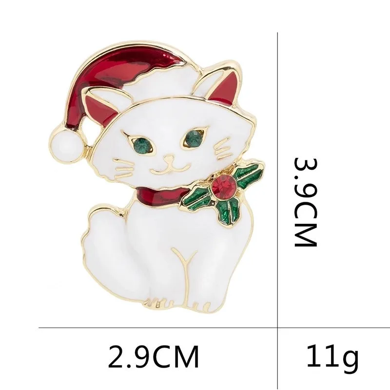 Fashion Santa Claus Gift Box Snowman Alloy Enamel Inlay Rhinestones Unisex Brooches