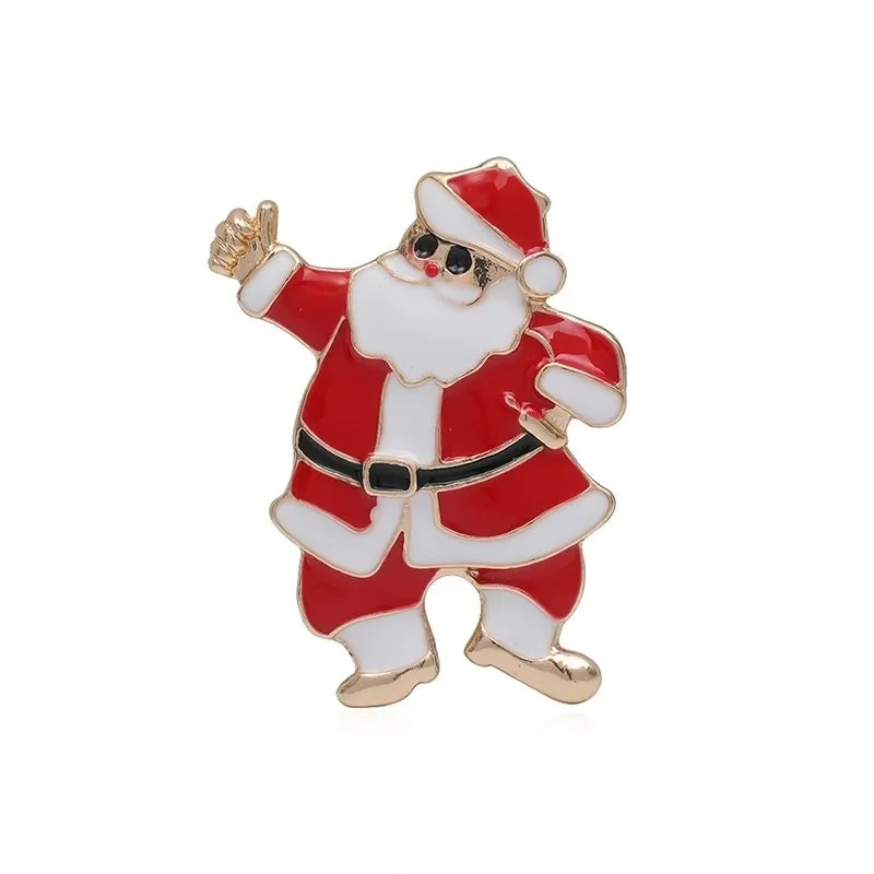 Fashion Santa Claus Gift Box Snowman Alloy Enamel Inlay Rhinestones Unisex Brooches