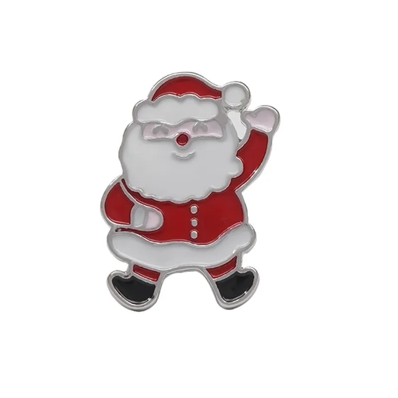 Fashion Santa Claus Gift Box Snowman Alloy Enamel Inlay Rhinestones Unisex Brooches