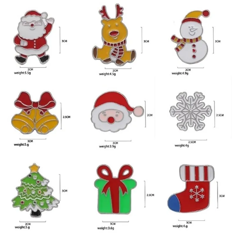 Fashion Santa Claus Gift Box Snowman Alloy Enamel Inlay Rhinestones Unisex Brooches