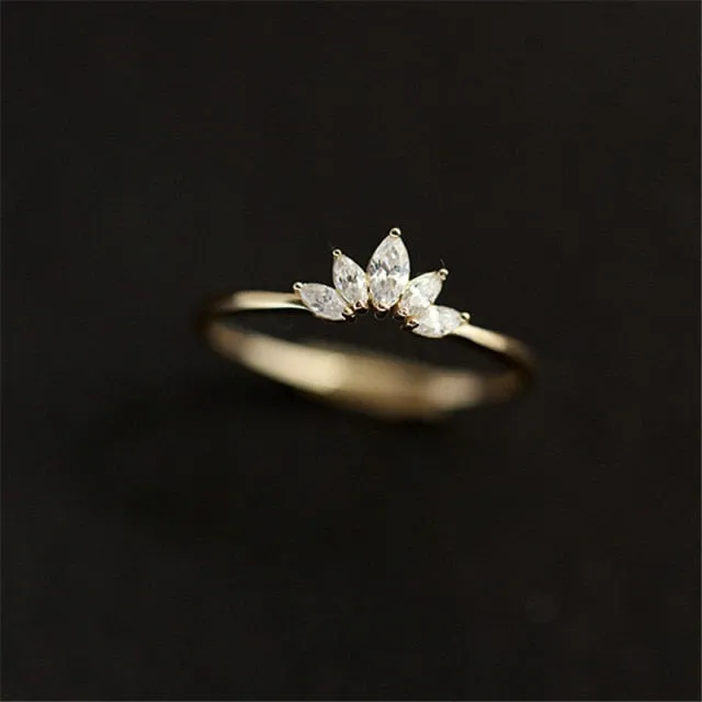 FashionSierra - 925 Sterling Silver 14k Gold Simple Crown Ring