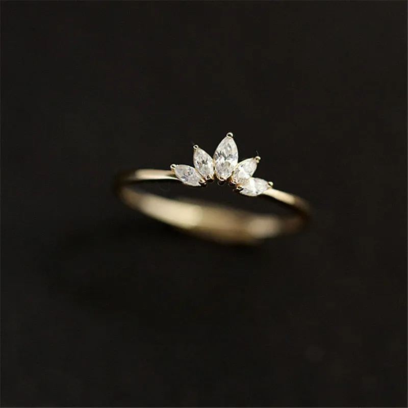 FashionSierra - 925 Sterling Silver 14k Gold Simple Crown Ring