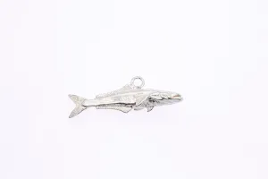 Fisherman Sea Animal Fish Sea Bass Drop Charm Solid 925 Sterling Silver Pendant