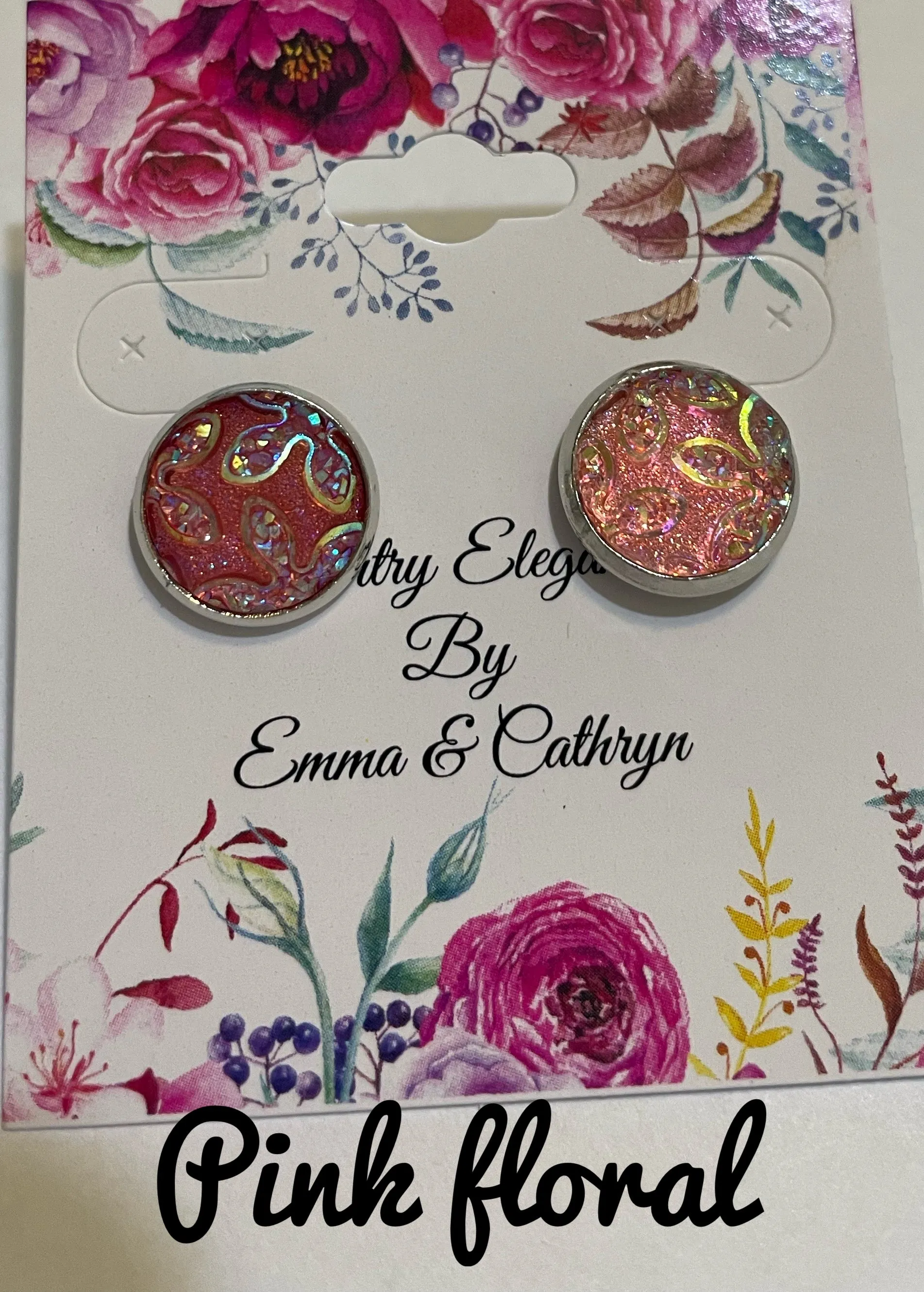 Flower Faux Druzy Dome post earrings