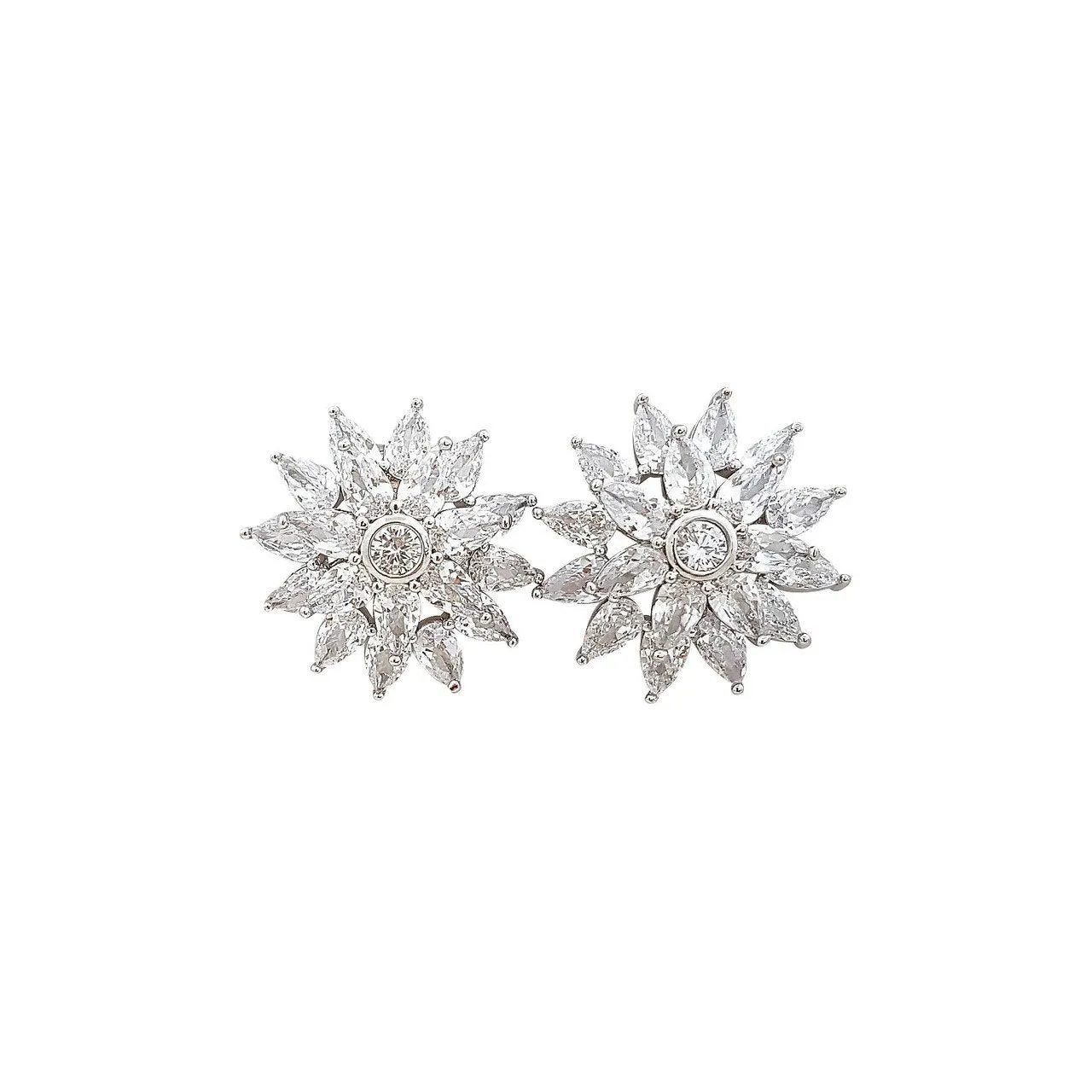 Flower Stud Earrings in Cubic Zirconia-Ruth