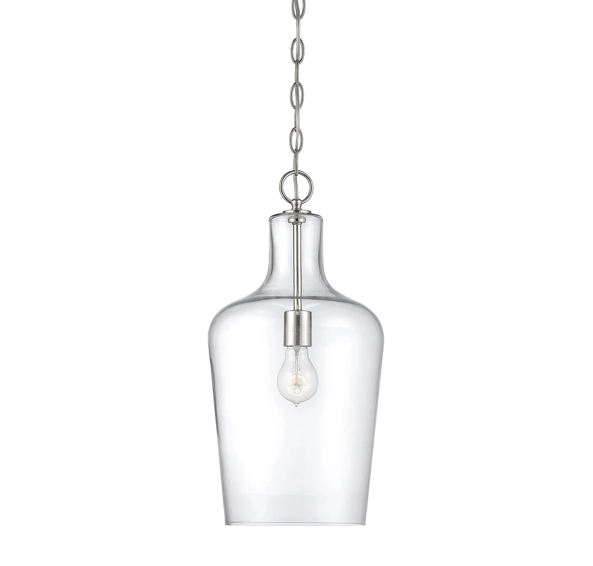 FRANKLIN 1 LIGHT PENDANT, POLISHED NICKEL