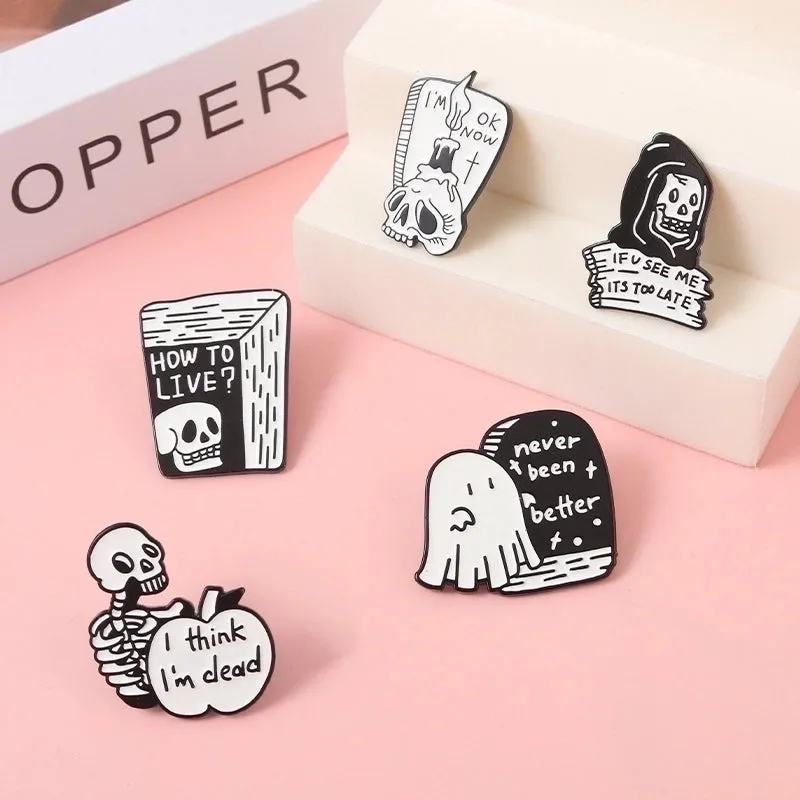 Funny Ghost Alloy Asymmetrical Enamel Unisex Brooches