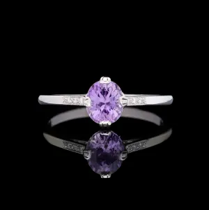 GIA Unheated Purple-Pink Natural Sapphire in Platinum French Ring