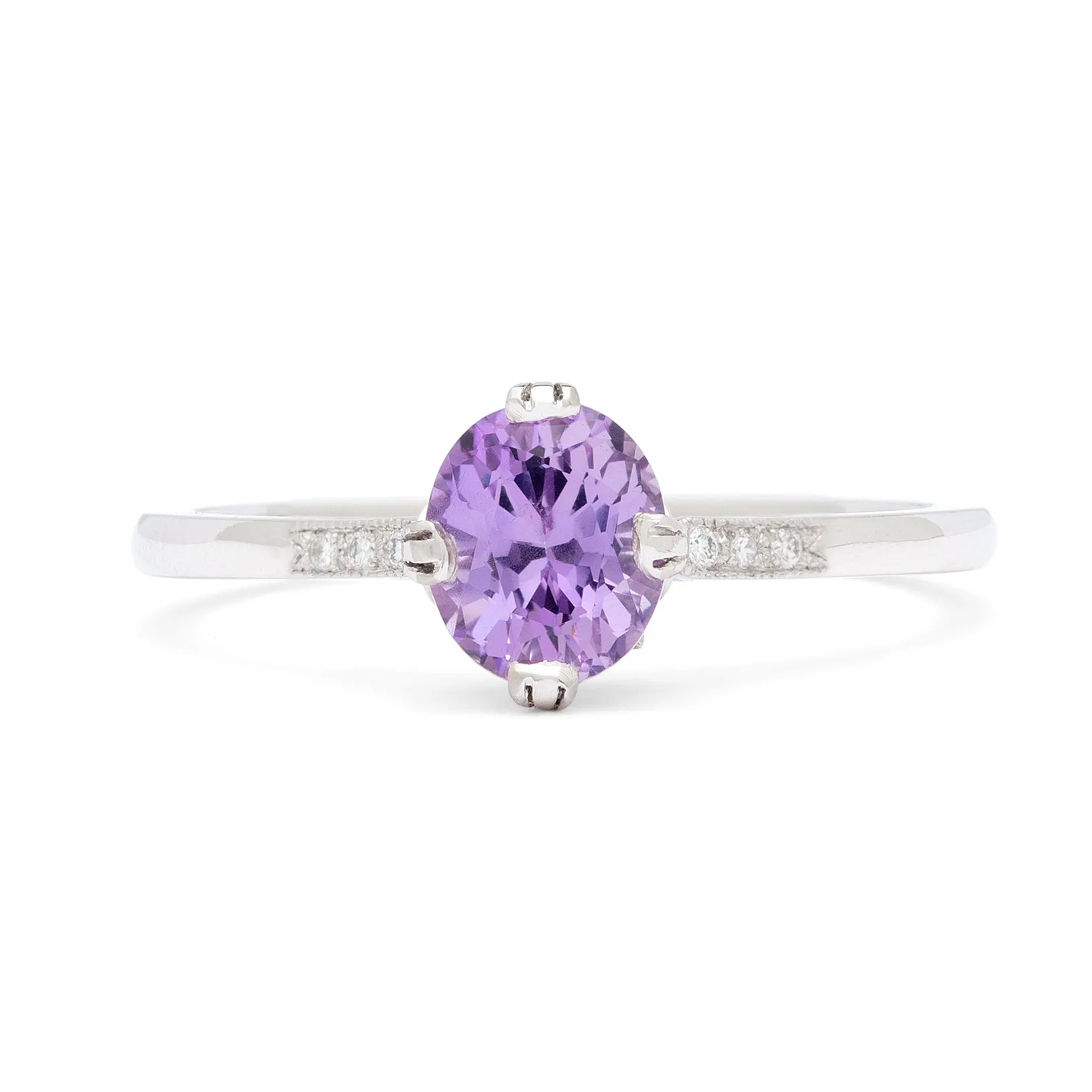 GIA Unheated Purple-Pink Natural Sapphire in Platinum French Ring