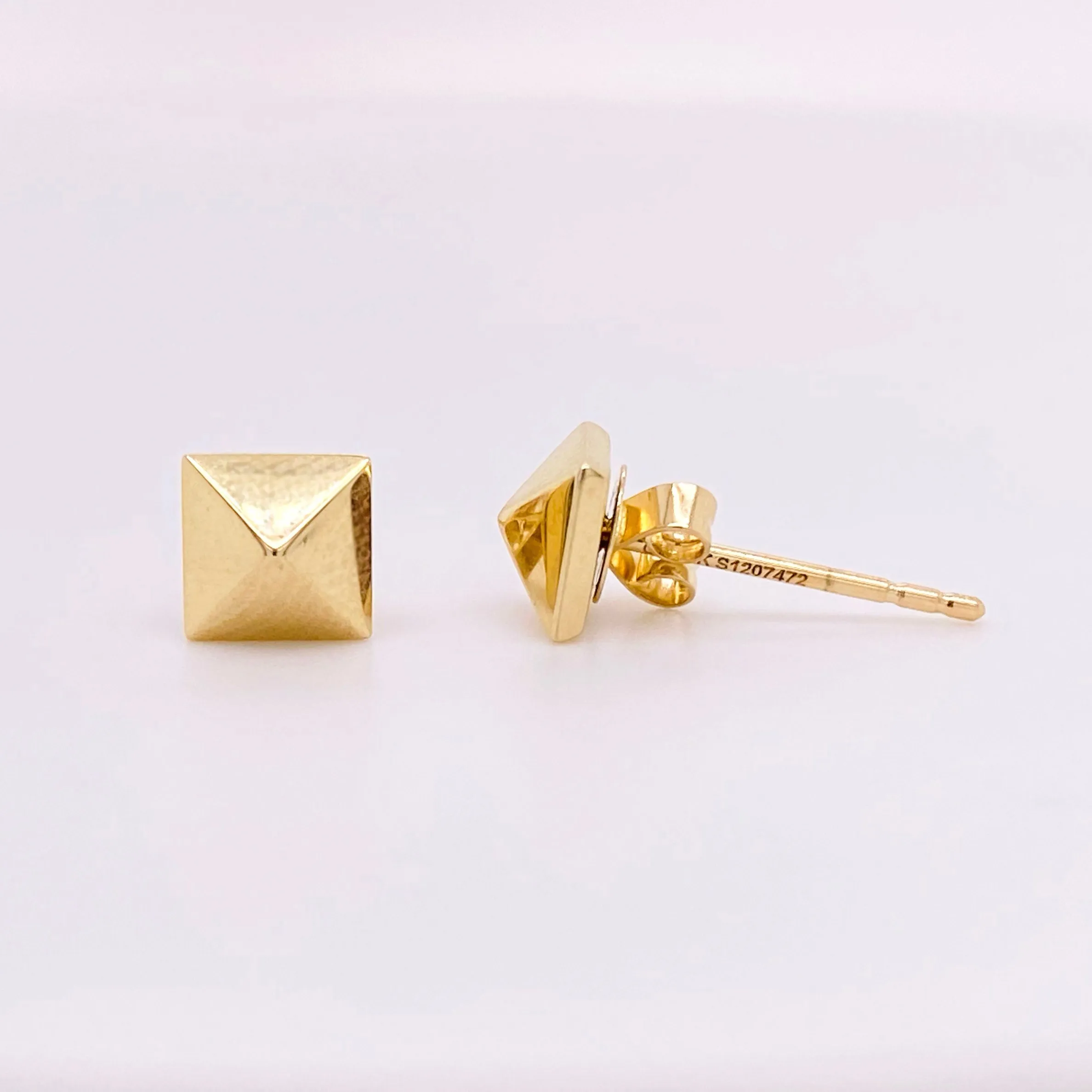 Gold Pyramid Stud Earrings