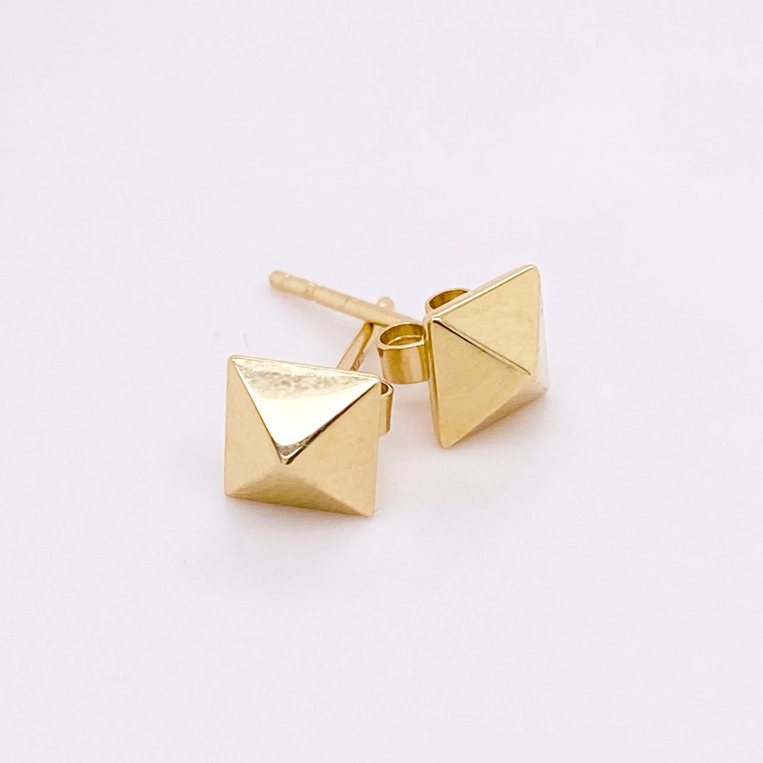 Gold Pyramid Stud Earrings