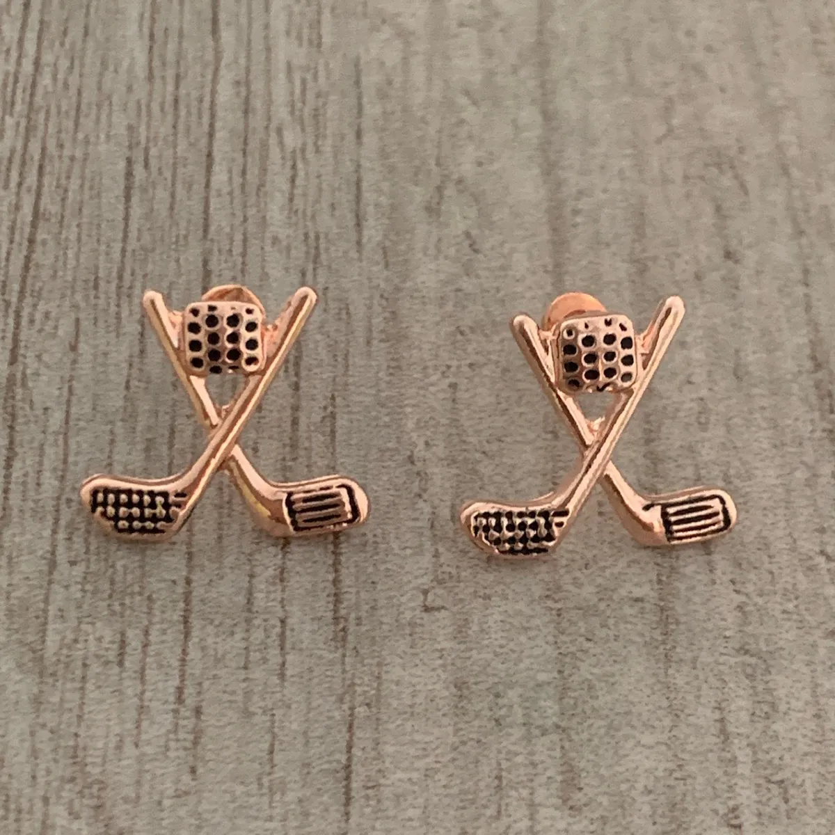 Golf Charm Earrings - Rose Gold