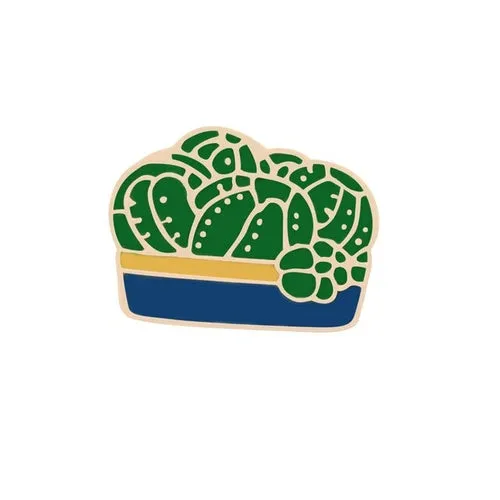 Green Fresh Brooches Cactus Potted Pins Enamel Badge Plants Metal Pin