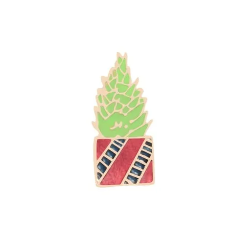 Green Fresh Brooches Cactus Potted Pins Enamel Badge Plants Metal Pin