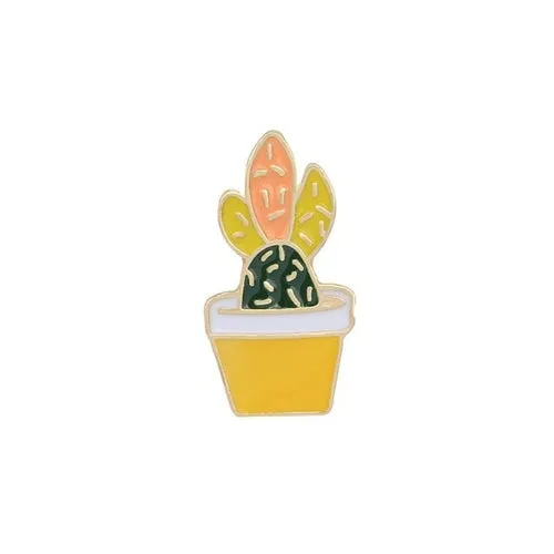 Green Fresh Brooches Cactus Potted Pins Enamel Badge Plants Metal Pin