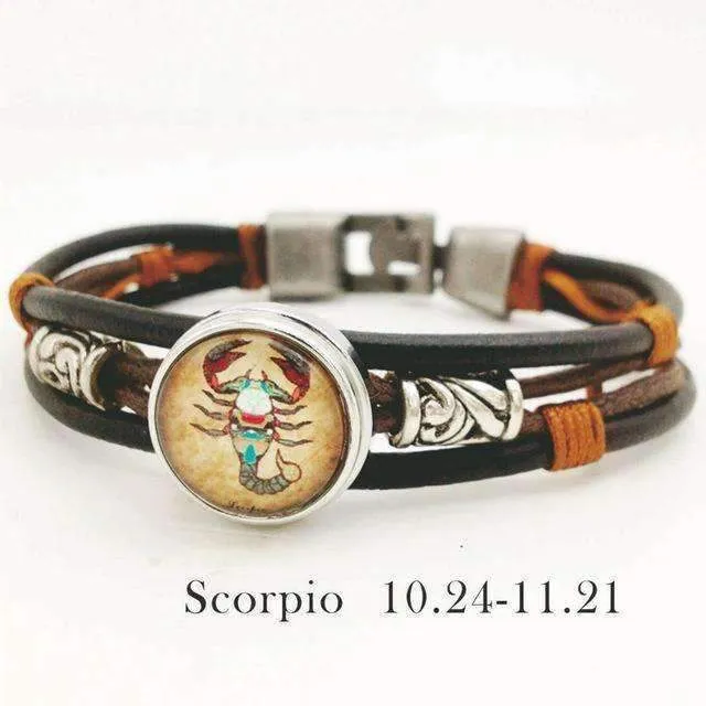 Hazel Copper &amp Sanded Leather Zodiac Bracelet