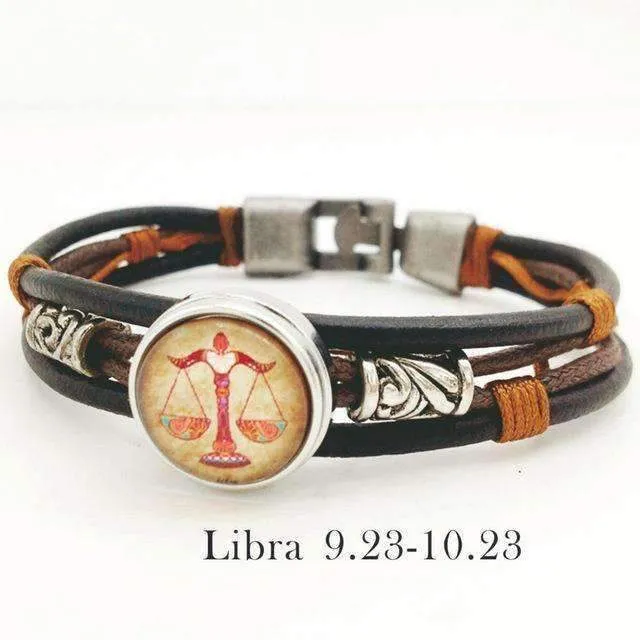 Hazel Copper &amp Sanded Leather Zodiac Bracelet