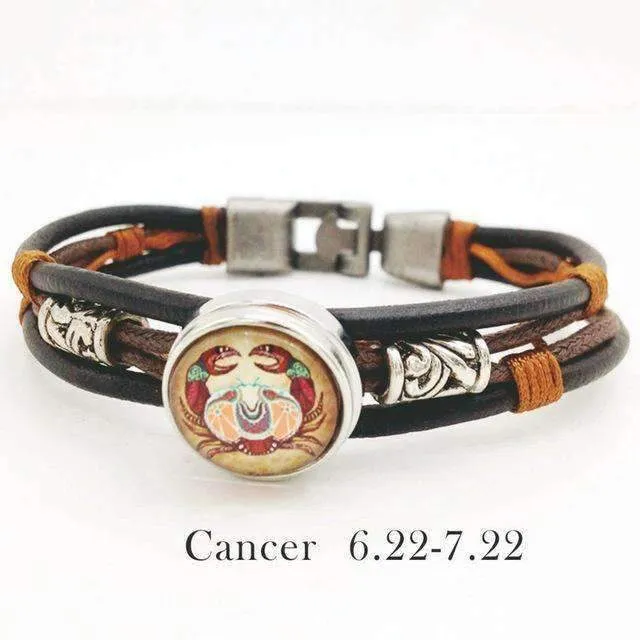 Hazel Copper &amp Sanded Leather Zodiac Bracelet