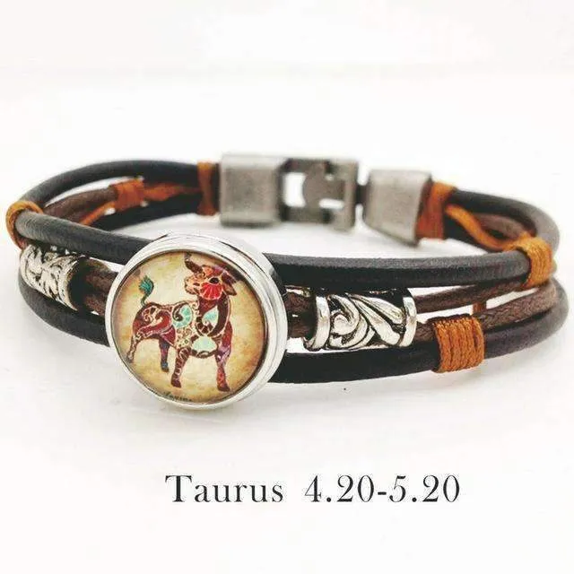 Hazel Copper &amp Sanded Leather Zodiac Bracelet