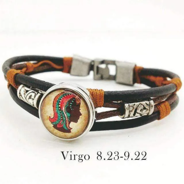 Hazel Copper &amp Sanded Leather Zodiac Bracelet