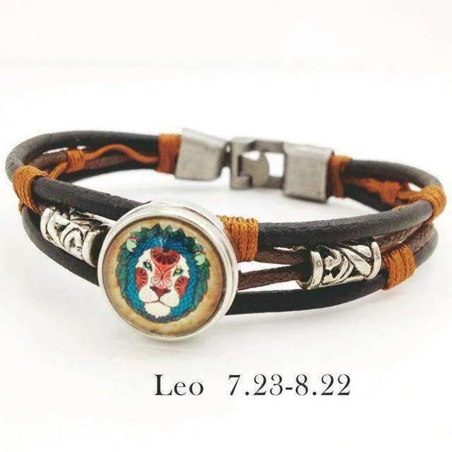 Hazel Copper &amp Sanded Leather Zodiac Bracelet