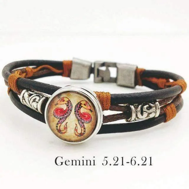 Hazel Copper &amp Sanded Leather Zodiac Bracelet