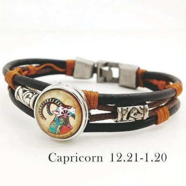 Hazel Copper &amp Sanded Leather Zodiac Bracelet