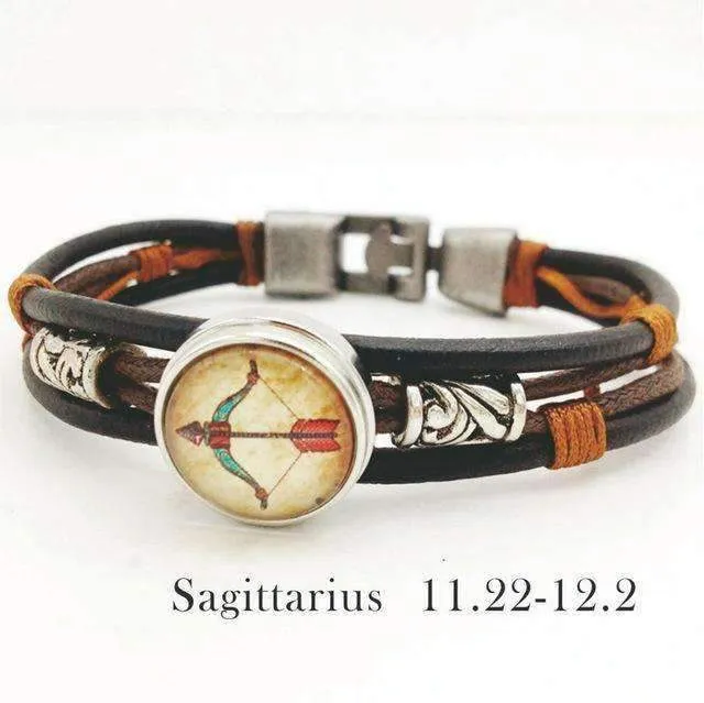 Hazel Copper &amp Sanded Leather Zodiac Bracelet