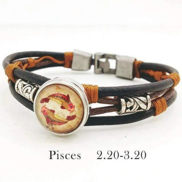 Hazel Copper &amp Sanded Leather Zodiac Bracelet