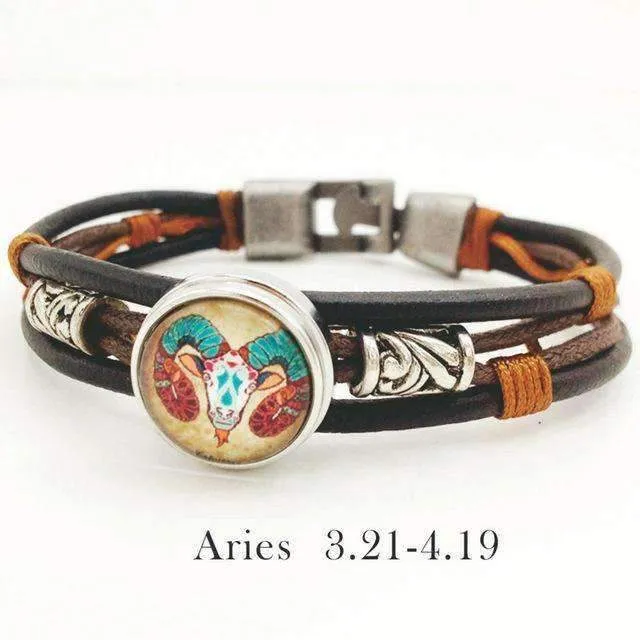 Hazel Copper &amp Sanded Leather Zodiac Bracelet