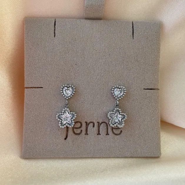 Heart and Star Drop Earrings