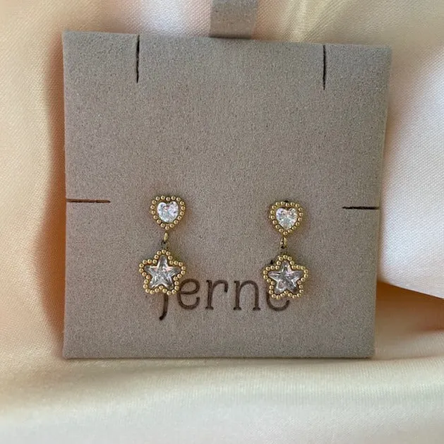 Heart and Star Drop Earrings