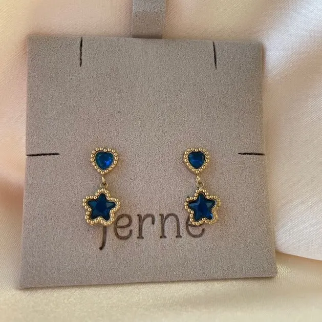 Heart and Star Drop Earrings