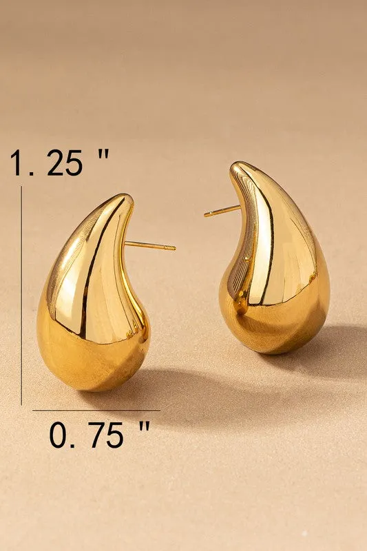 Hypoallergenic Puffy Teardrop Earrings