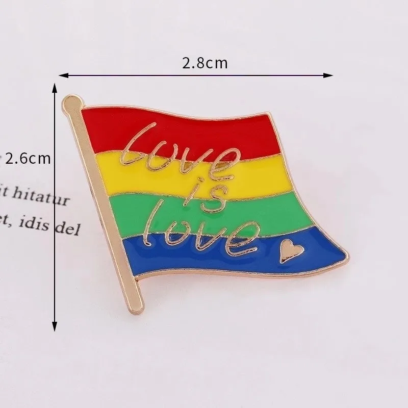 INS Style Pin Letter Rainbow Heart Shape Metal Enamel Plating Unisex Brooches