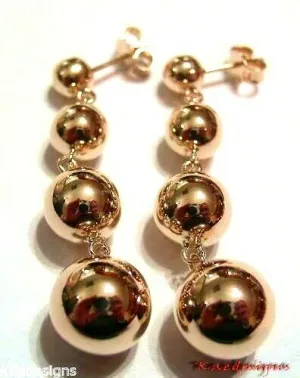 Kaedesigns, 9ct Yellow Or White Or Rose Gold 4 Ball Euro Ball Stud Earrings