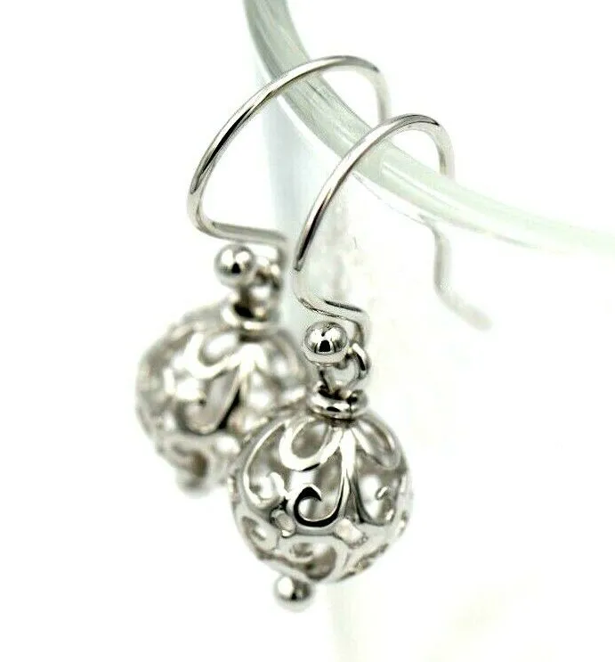 Kaedesigns, Genuine 9ct Yellow, Rose or White Gold 10mm Euro Ball Drop Filigree Earrings