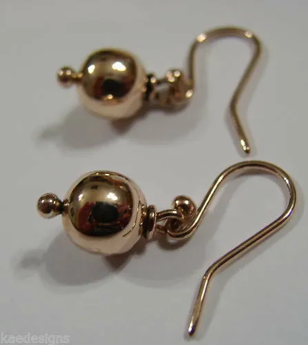 Kaedesigns, New Genuine  9ct 9kt Yellow, Rose or White Gold 8mm Euro Ball Drop Earrings