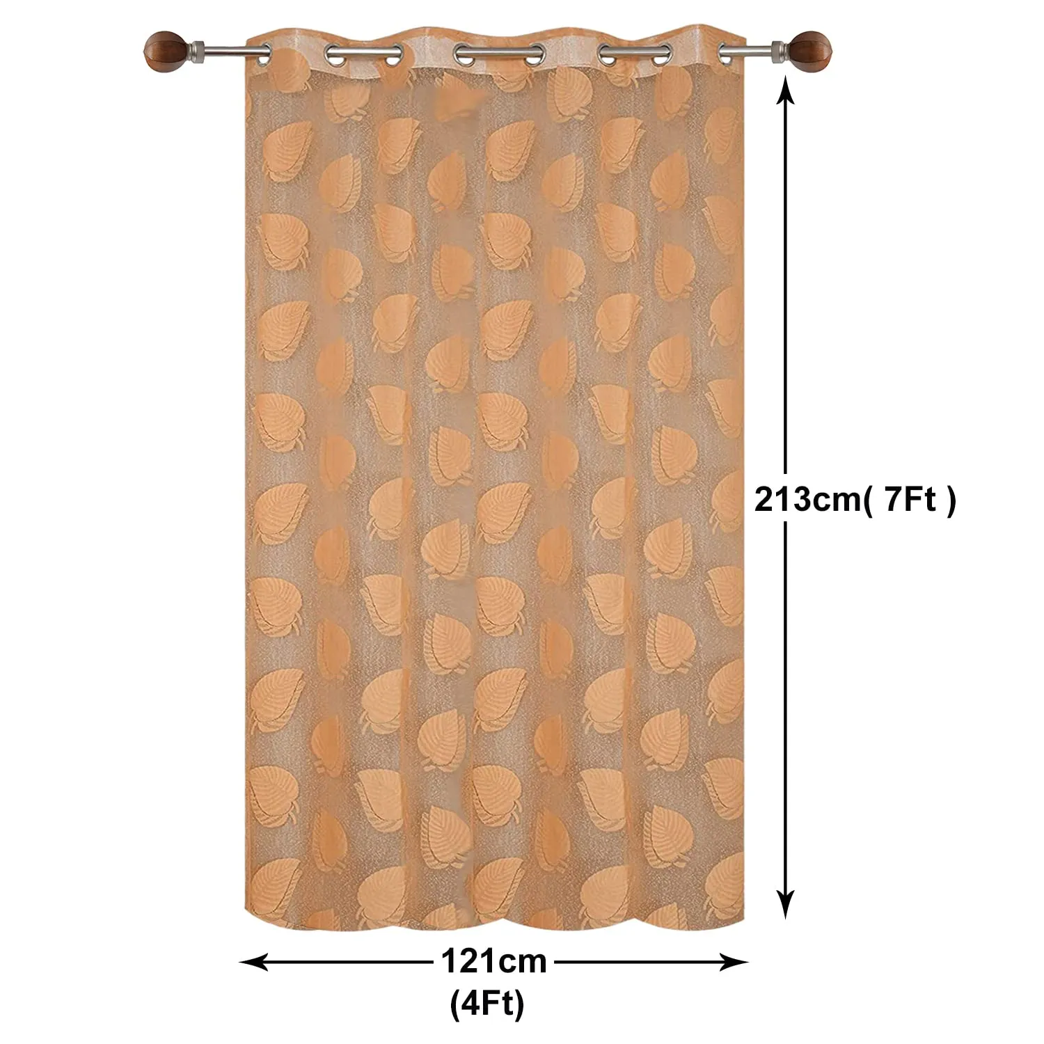 Kuber Industries Leaf Print Home Decor Cotton Door Curtain with 8 Eyeletss, 7 Feet (Brown)-50KM01067