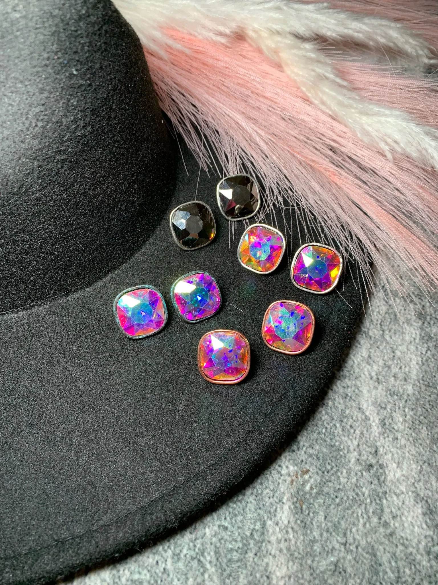 Large Gem Stud Earrings