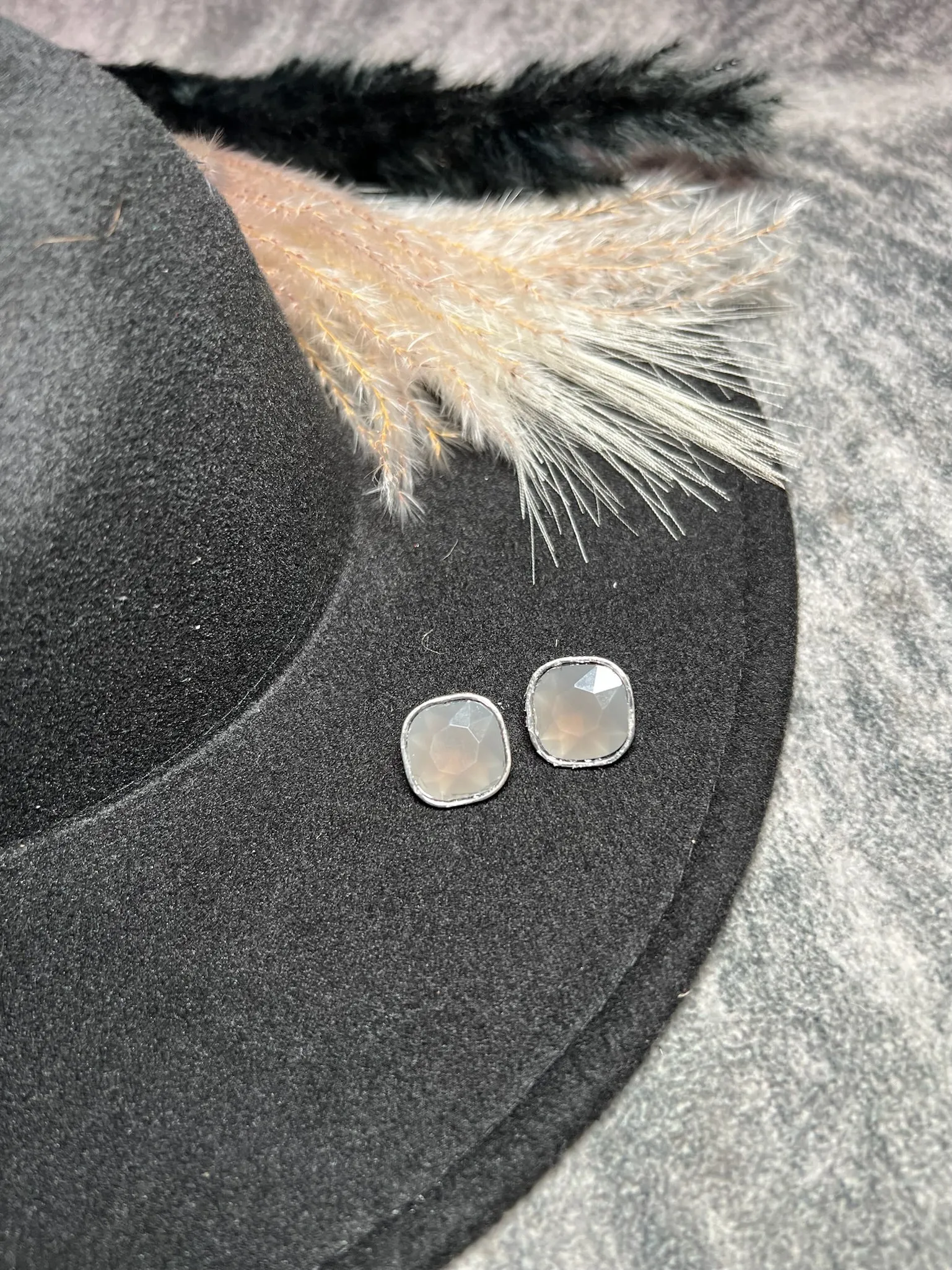 Large Gem Stud Earrings